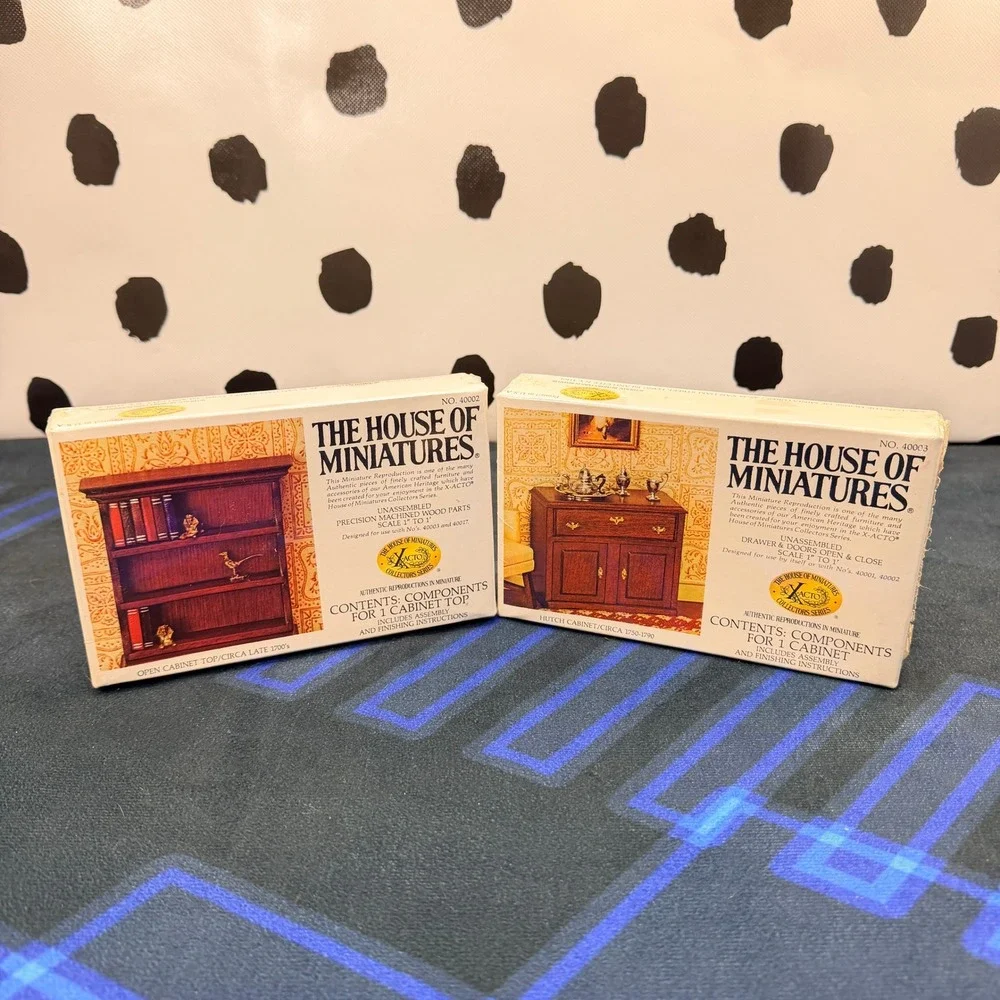 Lot 4 Vtg House of Miniatures Kits Factory Sealed 1:12 Hutch Chairs Table Top